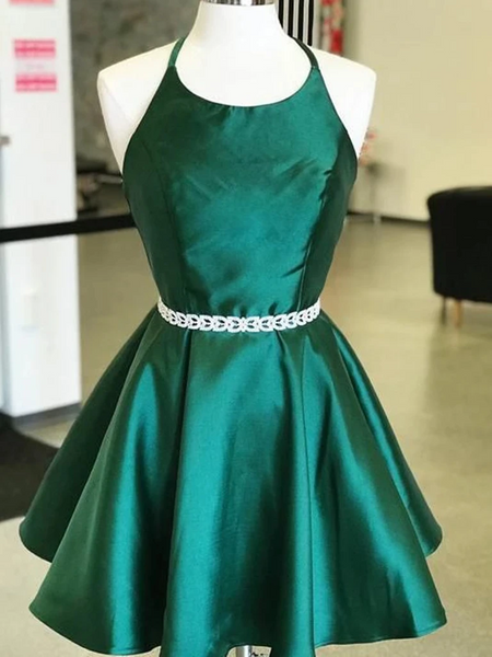 A Line Halter Neck Short Emerald Green Prom Dresses Short Emerald Gre morievent