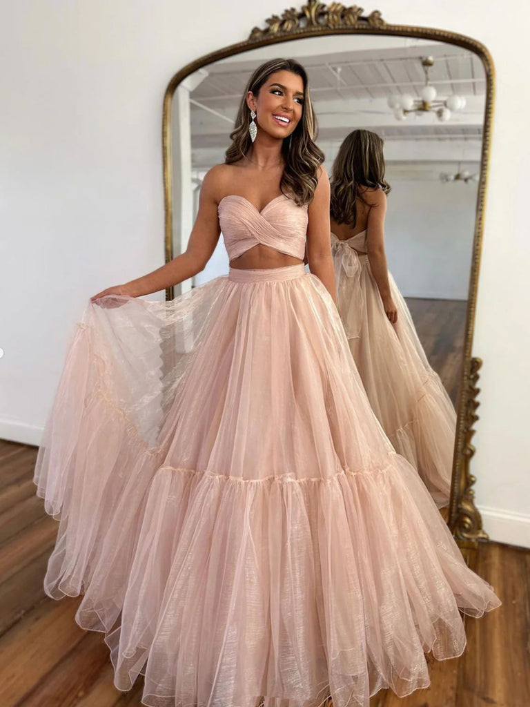 Off the Shoulder Sweetheart Grey Pink Lace and Flower Long Prom Dress –  Pgmdress