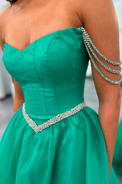 Beaded Green Off The Shoulder Green Long Prom Dresses with High Slit, Off Shoulder Beaded Green Long Formal  Evening Graduation Dresses