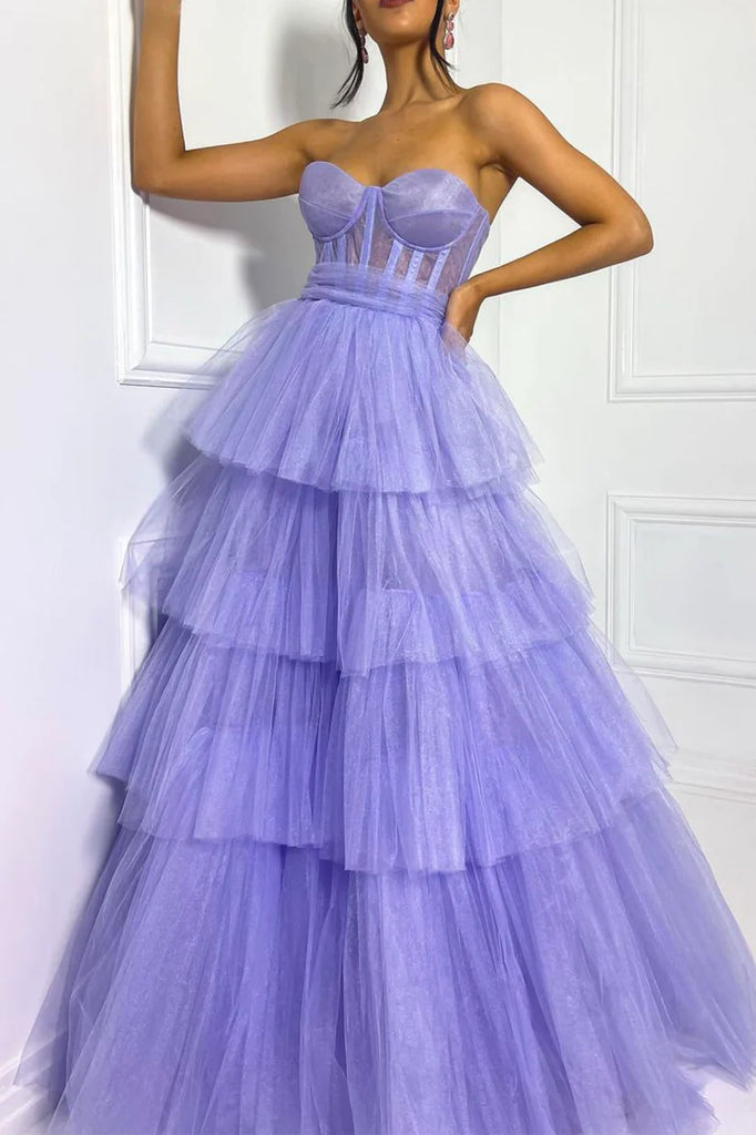 Formal Dress: 61094. Long Lavender Gown, Sweetheart Neckline, Ballgown